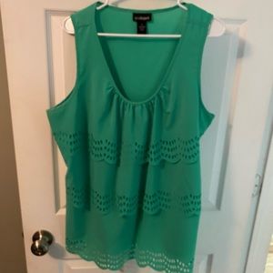 Ruffle laser cut Lane Bryant tank top.